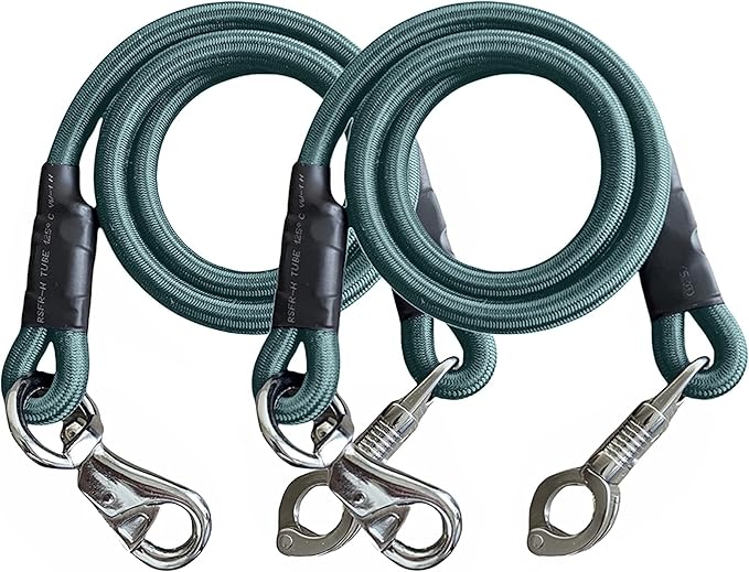 Majestic Ally Pack of 2, Bungee Trailer Tie for Horse Haulage with Panic Snap and Bull Snap - 36 Inch (Hunter Green)
