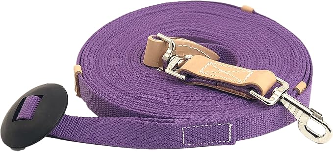 35' Flat Cotton Web Lunge Line with Bolt Snap & Rubber Stop - By Southwestern Equine (35', Lavender)