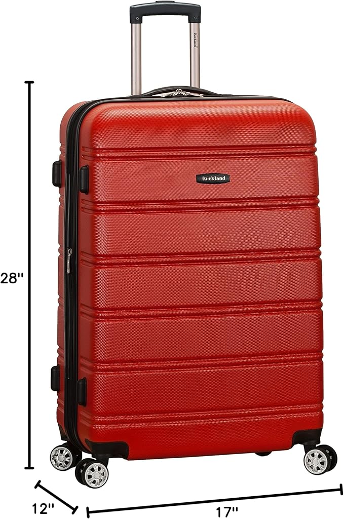 Rockland Melbourne ハードサイド 拡張可能 スピナーホイール 荷物、レッド、チェック済み-大型 28インチ (F1603-RED)
