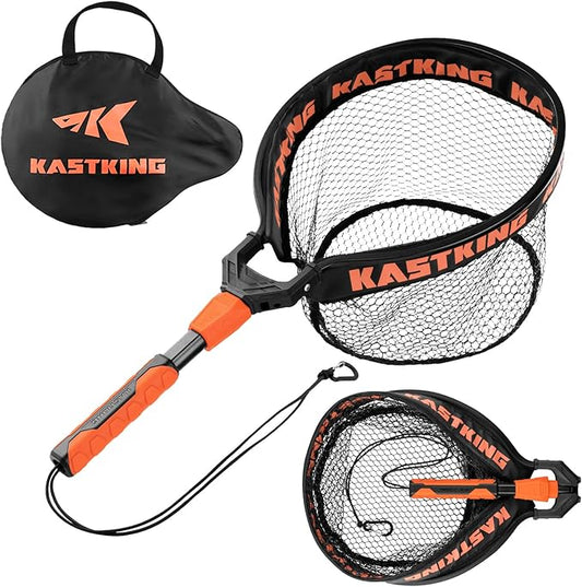 KastKing Titanet ランディングネット、丈夫なアルミハンドル、滑り止めハイビズグリップ、コンパクトバッグ＆ストラップ、カヤック、湖、フライ、川釣り、2種類のネットオプション