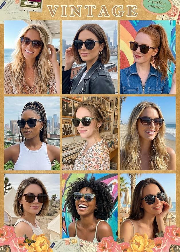 FIMILU 2 Packs Sunglasses for Women Polarized UV400 Protection Lens Big Frame Fashion Glasses Trendy Stylish Shade