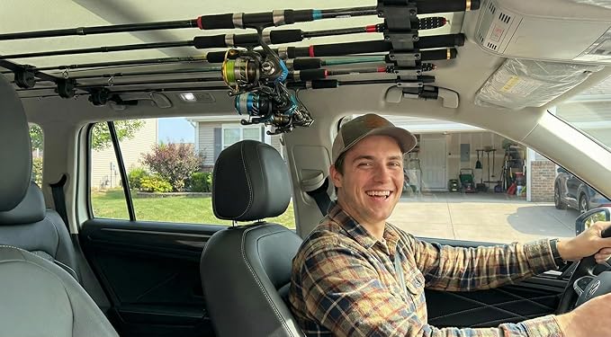 車用釣り竿ホルダー、車用釣り竿立て、SUV/ワゴン/バン/ジープ/トラック用車内キャリアロッドホルダー
