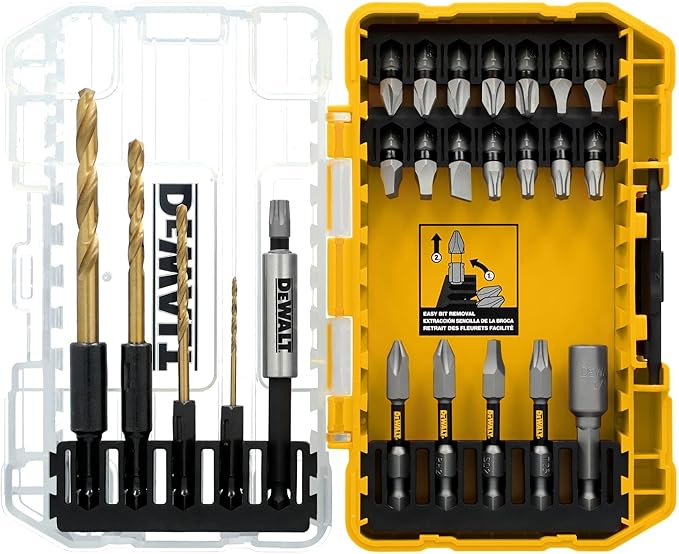 DEWALT Tough Grip 27 Pc Screwdriver Bit Set and Impact Drill Driver Bit Set, Extra Durable Heavy Duty Torsion Zone Technology (DWAF2504TG)