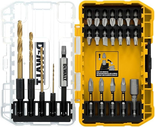 DEWALT Tough Grip 27 Pc Screwdriver Bit Set and Impact Drill Driver Bit Set, Extra Durable Heavy Duty Torsion Zone Technology (DWAF2504TG)