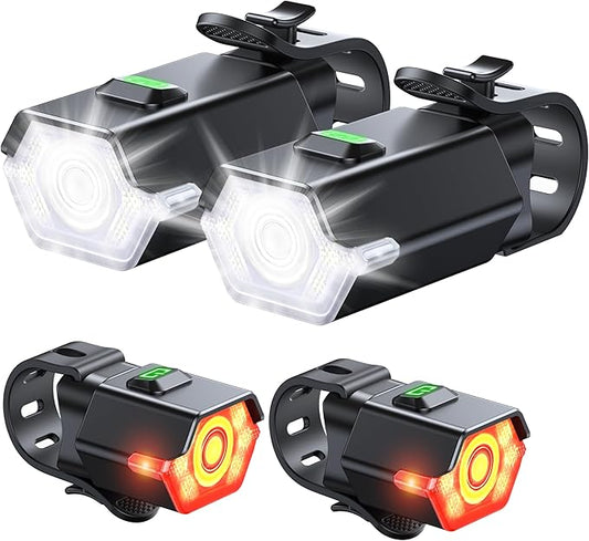 Zewdov High Lumen Super Bright Bike Lights for Night Riding, Adjustable Modes Bicycle Lights Front and Rear, Rechargeable & IP65 Waterproof Bike Headlight and Taillight Set for Cycling Electronics
