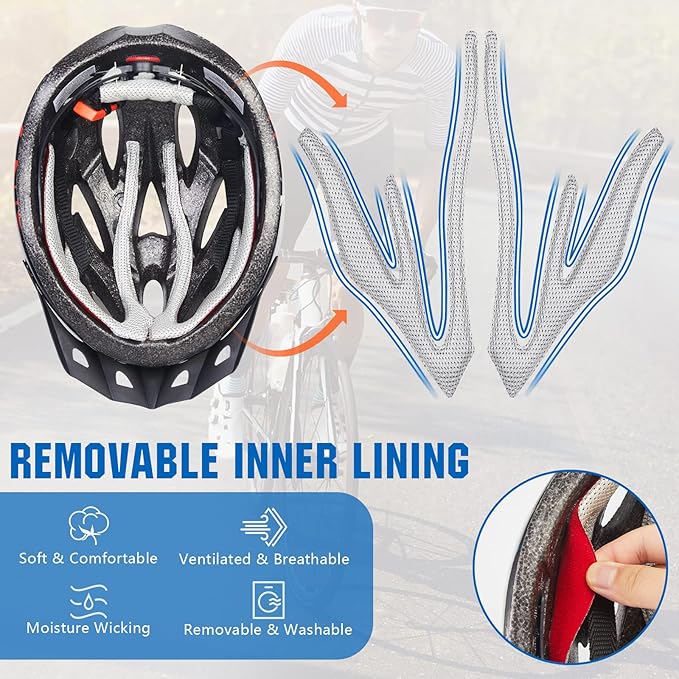 Zacro Adult Bike Helmet, Lightweight Bicycle Helmet with Removable Pads and Visor, CPSC Certified Safety Helmet for Men Women, Mountain Road Cycling Helmet for Adult