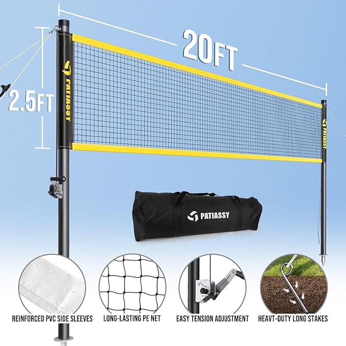 Badminton Set for Backyard, Outdoor Badminton Net with Anti-Sag Design, 4 Professional Badminton Rackets, 4 Shuttlecocks and Carry Bag for Lawn or Beach