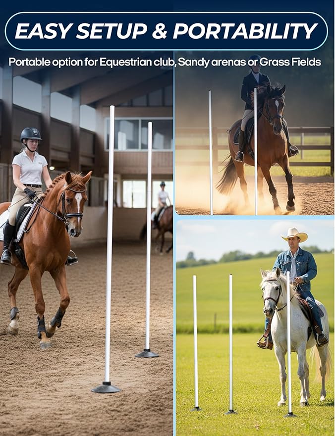 6 Pcs 6FT Pole Bending Poles for Horses, Adjustable Equestrian Sports Training Equipment for Horses, Agility Poles for Horses, Soccer, Football, Dog