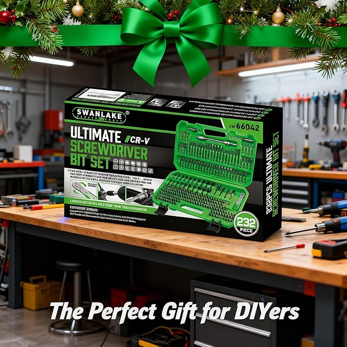 SWANLAKE 232-Piece Ultimate Screwdriver Bit Set, Cr-V Impact Driver Bit Set, Includes Security Bits, Nut Driver, Ratchet Wrench and Bits Holder