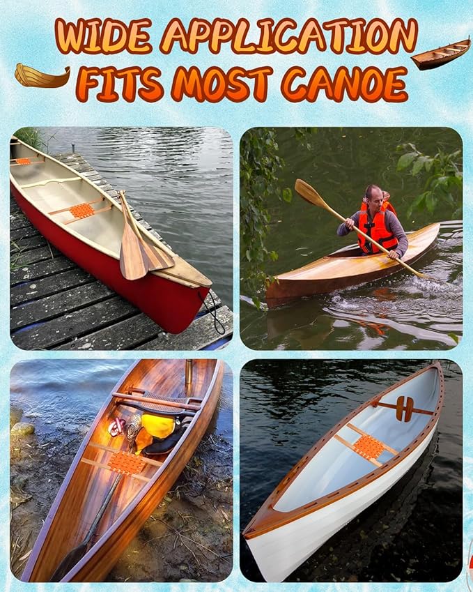 34″ Wood Canoe Seat with 32″ Paddles, 4Pcs Replacement Canoe Hardware Accessories