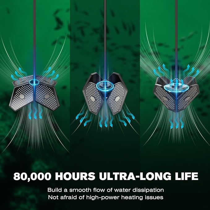 Goldlife 12V Foldable Underwater Fishing Light with 50FT Cable, 400W 40000LM Brightness Green LED Submersible Light Attractants for Docks/Boats/Kayaks, IP69K Rated for Fresh & Salt Water