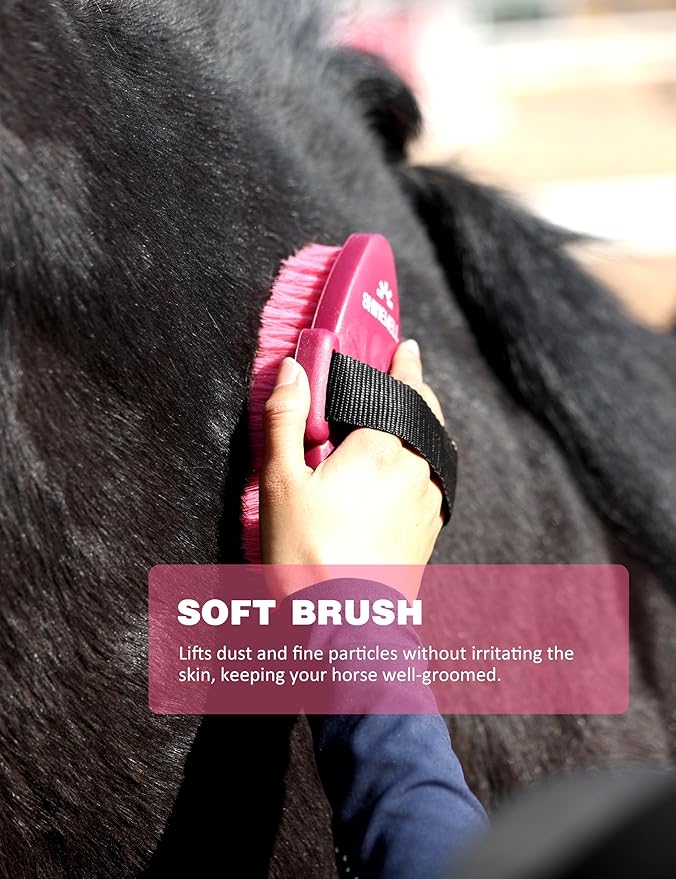 Shinewell Horse Grooming Kit, Complete Horse Brush Set, Equine Grooming Tools for Shedding & Daily Care Pink