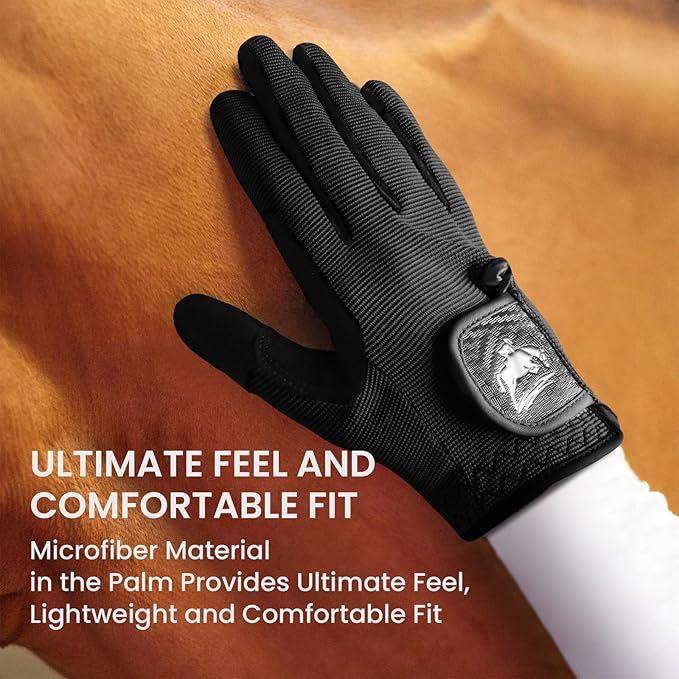 FINGER TEN Horse Riding Gloves Equestrian Women Kids for Girls Boys Mesh Breathable Lightweight Color Pack, Comfortable Grip for Summer