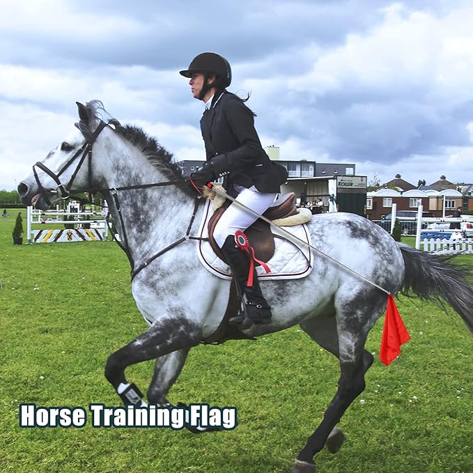 4pcs Horse Training Flag, 5.25 Feet Red Telescopic Flag Poles with 17.1x17.1inch Retractable Horse Training Equipment Horse Flag (Four Colors)