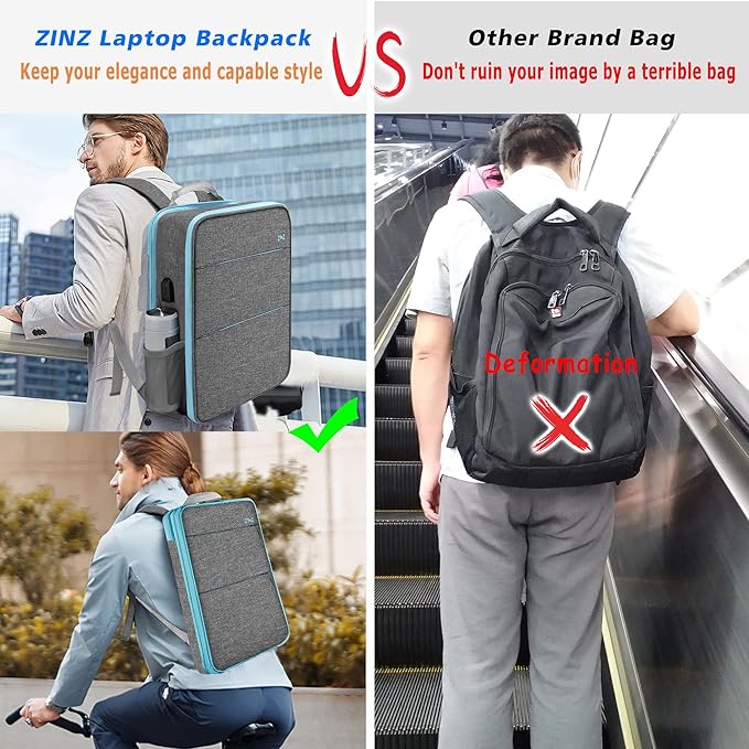 ZINZ Slim & Expandable Laptop Backpack Water Resistant Travel Backpack Compatible with MacBook Air/Pro 13-14 inch XPS 13 Surface 13.5" and Most 13-14 inch NoteBooks,G01BL01