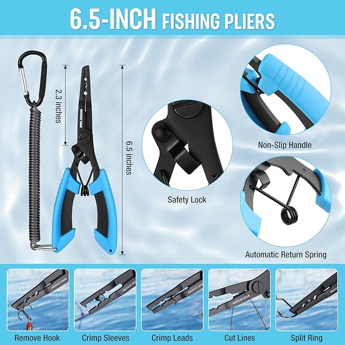 Mossy Oak Fishing Tools Kit- Fishing Plier, Fish Lip Gripper, Multifunctional Fishing Hook Remover with Lanyards Sheath, Saltwater Resistant Fishing Accessories & Equipment, Fishing Gifts for Men