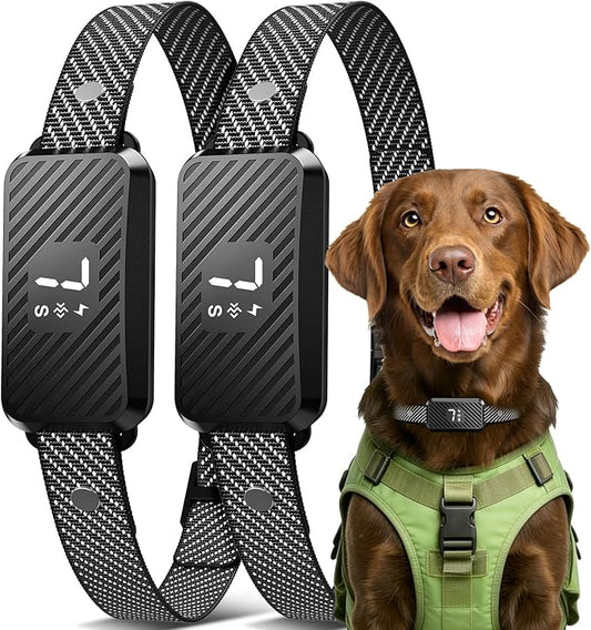 Dog Bark Collar for Large Medium Small Dogs, Effective No-Bark Collar, Smart Barking Collar, Rechargeable Bark Collar with 7 Sensitivity, 3 Modes, IP67 Waterproof, Black, 2 Pack