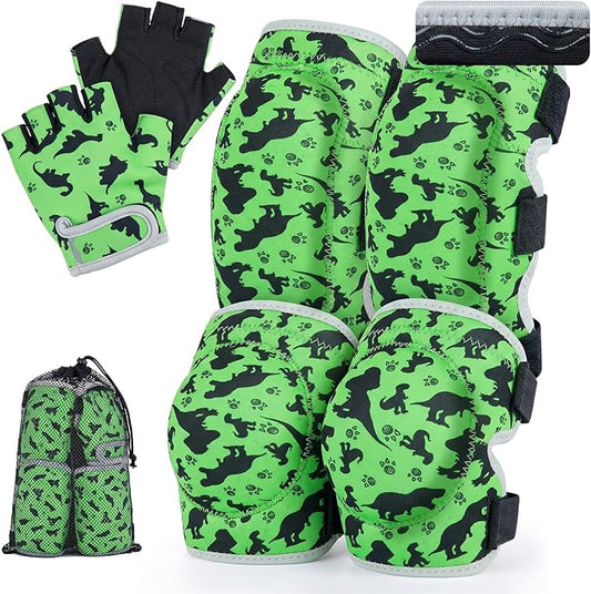 Soft Toddler Knee Pads and Elbow Pads Set with Bike Gloves, Non-Slip Toddler Knee Pads for Boys Girls 2-4 Years, Breathable Kids Protective Gear for Balance Bike, Scooter, Bicycle