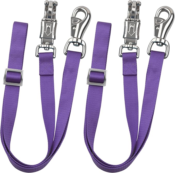 Cross Ties for Horse, Nylon Trailer Tie w/Quick-Release Panic Snap & Bull Snap Horse Trailer Accessories, Adjustable Length Range 42.5" to 73", Equestrian Supplies, Regal Purple