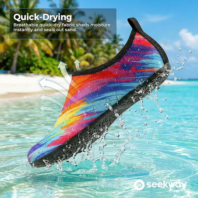 SEEKWAY Water Shoes Women Men Adult Quick-Dry Aqua Socks Barefoot Non Slip for Beach Swim River Pool Lake surf Black SK002(U)