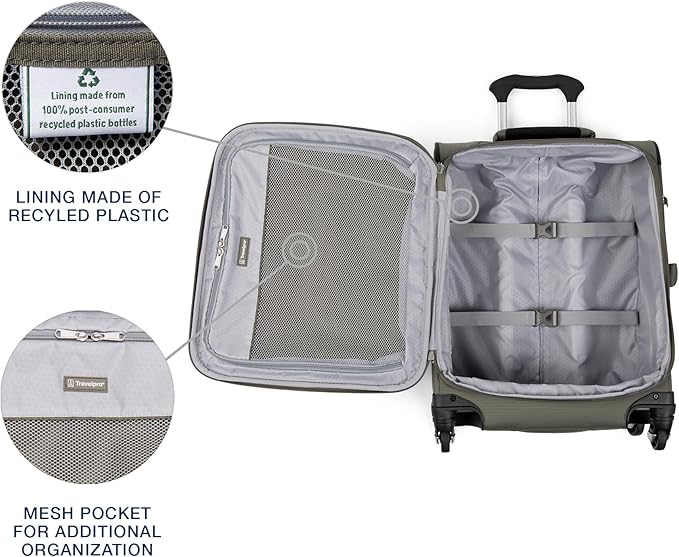 Travelpro Maxlite 5 ソフトサイド 拡張可能荷物 4輪スピナー付き 軽量スーツケース 男女兼用 国際線機内持ち込み スレートグリーン 19インチ