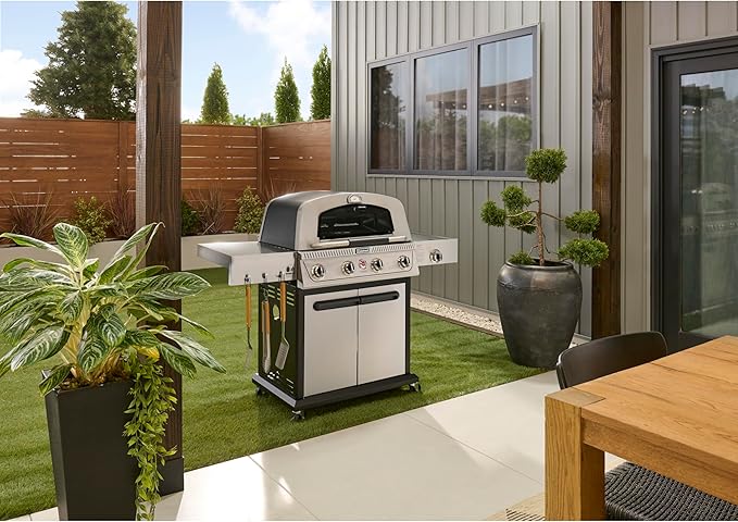 Cuisinart Propel+ 4-Burner 3-in-1 Gas Grill, Stainless Steel Versatile Grill, Griddle & Pizza Oven with Pizza Stone, Convertible to Natural Gas, Side Burner & Integrated Storage, Perfect for BBQs