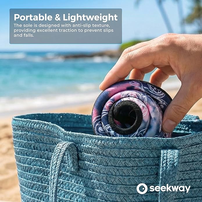 SEEKWAY マリンシューズ ウォーターシューズ レディース メンズ 大人 速乾 アクアソックス ベアフット 滑り止め ビーチ水泳 川 プール 湖 サーフィン用 ブラック SK002(U)