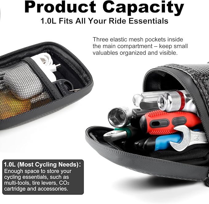 Bicycle Seat Bag Water Proof,Bike Pack Under Seat,Wedge Saddle Bag for Bike,Cycling Accessories