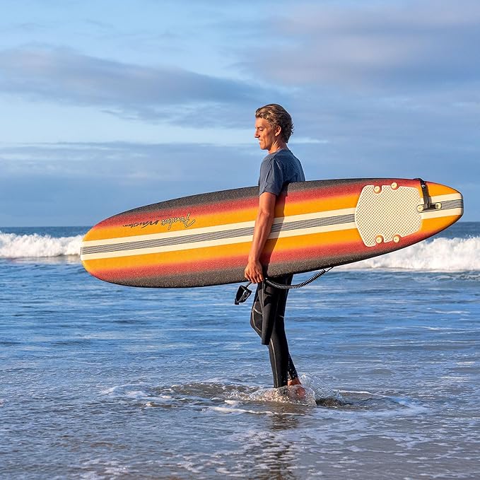 Fender x Wavestorm Collaboration 8ft Surfboard | Graphic top Deck with high Density Slick Bottom | for Kids and Adults | Foam Construction with Accessories | Leg Leash and Fin Set Included