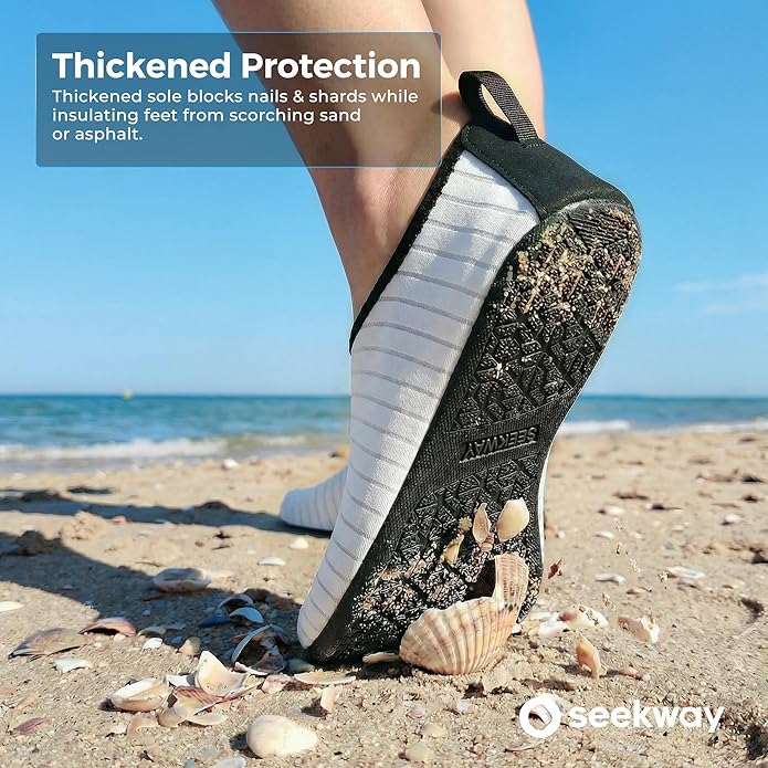 SEEKWAY Water Shoes Women Men Adult Quick-Dry Aqua Socks Barefoot Non Slip for Beach Swim River Pool Lake surf Black SK002(U)
