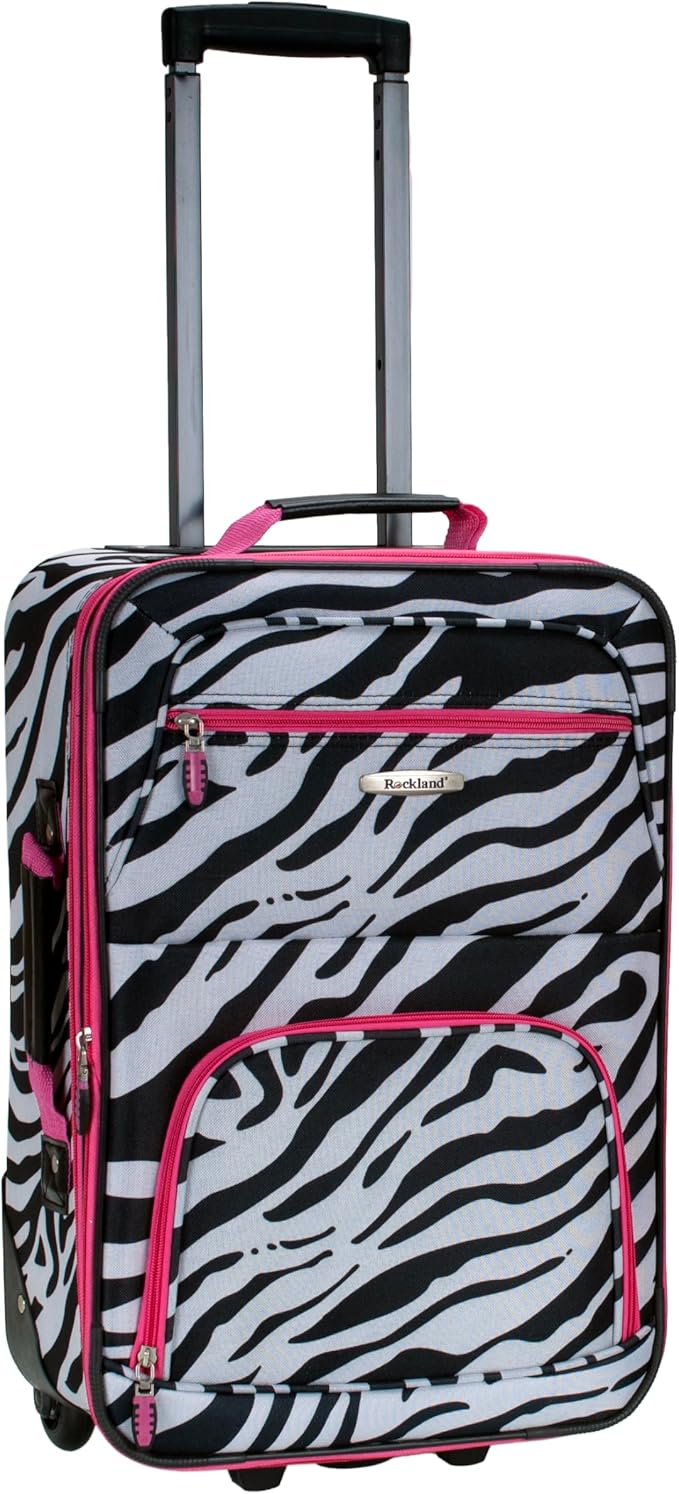 Rockland Fashion Softside Upright Luggage Set, Pink Zebra, 2-Piece (14/19)