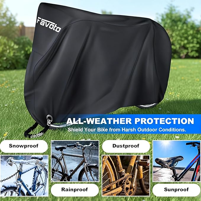 Favoto Bike Cover Waterproof Outdoor - Bicycle Cover for 2 Bikes XXL Sun Rain Dust Wind Protection Heavy Duty with Storage Bag Bike Tarp for Mountain, Road & Electric Bikes