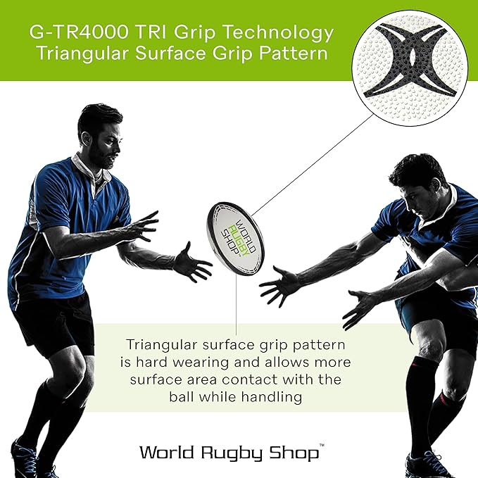 World Rugby Shop X Gilbert G-TR4000 Rugby Ball - Adult and Youth Sizes 3, 4, and 5 - Hand Stitched - 3 Ply Construction