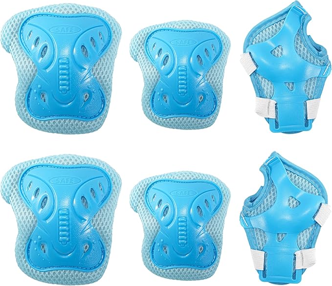 Kids Protective Gear Set for Toddlers Ages 3-6, Knee Pads Elbow Pads Wrist Guards for Beginner Scooter Bike Roller Skating, Adjustable Lightweight Safety Gear for Boys Girls