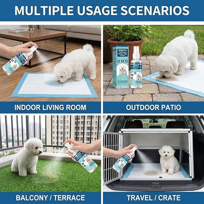 Dog Potty Training Spray - Fragrance-Free Alcohol-Free, Indoor & Outdoor Puppy Toilet Training Aid for All Ages & Breeds, 3.38 Fl Oz