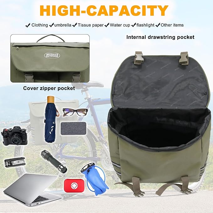 Panniers Bike Bags,Bicycle Saddle Bags,Large Capacity Reflective Strip,Bike Trunk Bag with Panniers,Bicycle Storage Bag,Bike accessories