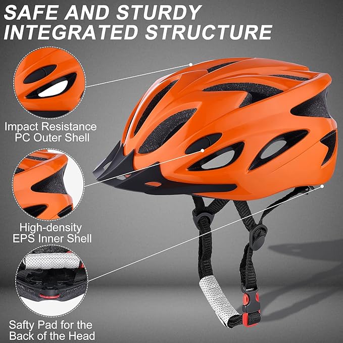 Zacro Adult Bike Helmet, Lightweight Bicycle Helmet with Removable Pads and Visor, CPSC Certified Safety Helmet for Men Women, Mountain Road Cycling Helmet for Adult