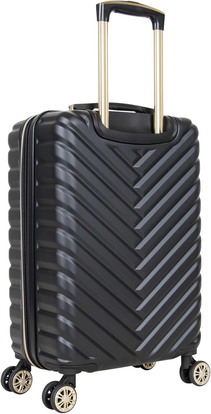 Kenneth Cole REACTION マディソン スクエア 軽量 ハードサイド シェブロン 拡張可能 スピナー ラゲージ、ブラック、2点セット（20インチ機内持ち込み用 + バックパック）