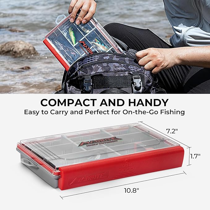 MadBite by KastKing 182/265/400pcs Compact Fishing Tackle Kit - All-in-One Freshwater Hooks, Weights, Bobbers in Tackle Box, Fishing Gear Set for Bass Trout Panfish