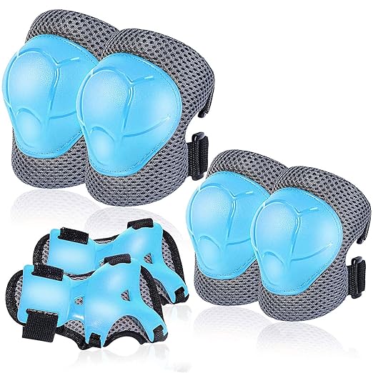 BOSONER Basic Kids Protective Gear: Kids Knee Pads and Elbow Pads with Wrist Guards Set for 3-15 Years - Design for Roller Skates, Cycling, BMX Bike, Skateboard, Inline Skating, Scooter Riding Sports