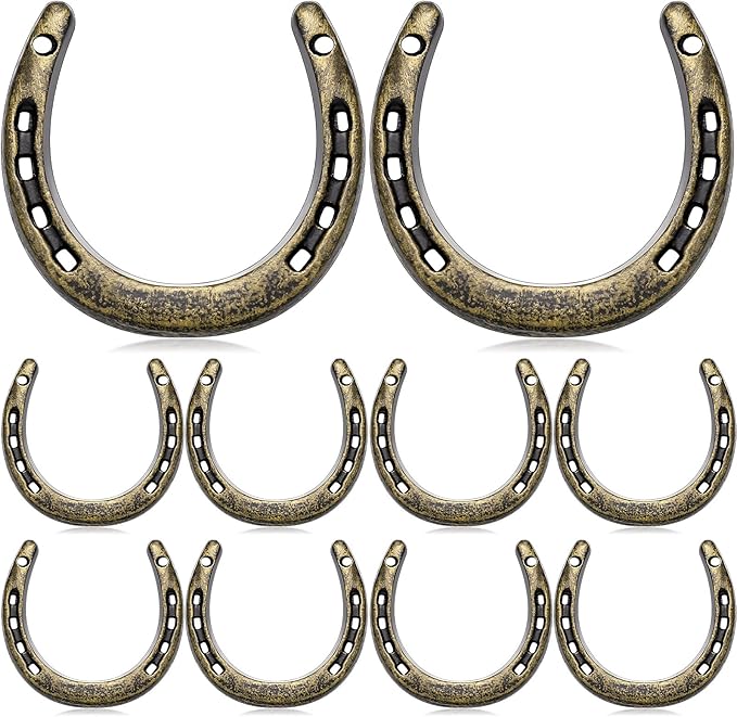 Shimeyao 10 Pcs Horseshoe Bulk Cast Iron 4.5 x 4.3 Inch Horseshoes for Adults Wall Hung Good Luck Handmade Decorations Horse Theme Party Wedding Birthday Supplies (Bronze)