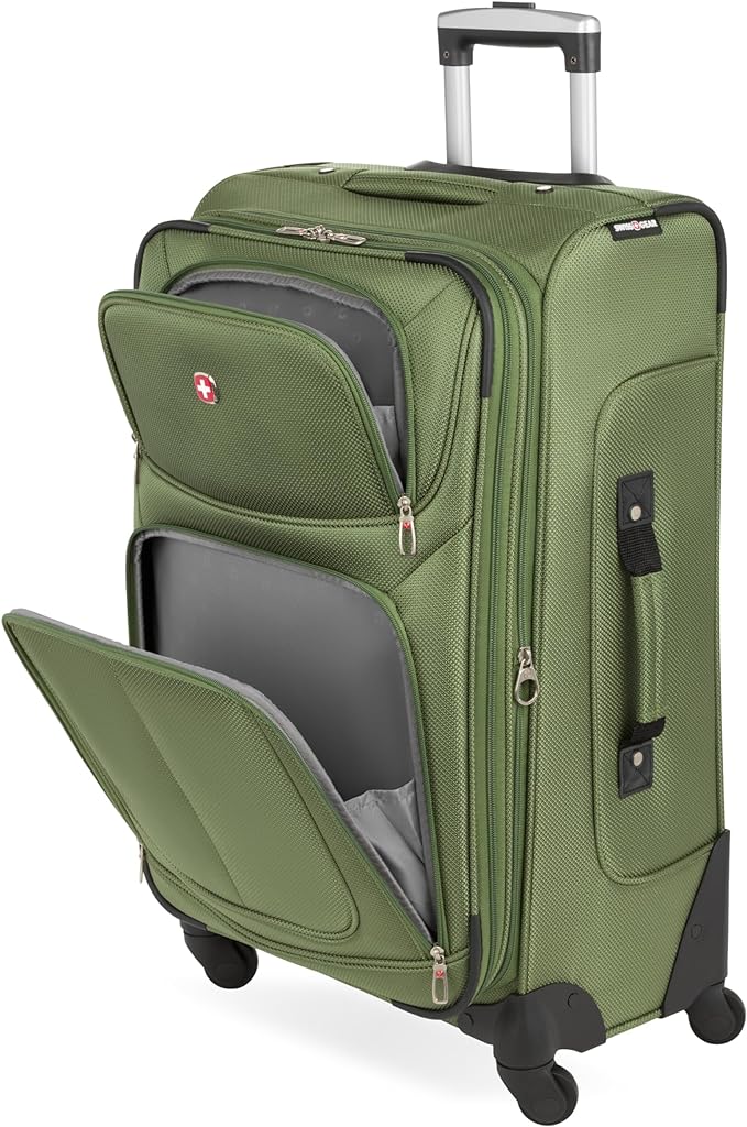 SwissGear Sion ソフトサイド 拡張可能ラゲージ スピナーホイール付き、エバーグリーン、チェック済み-ミディアム 25インチ