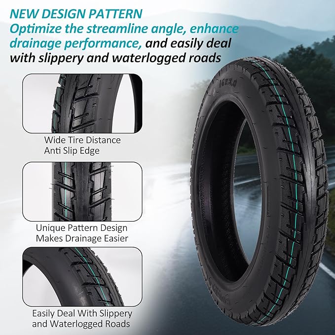 16 Inch Tubeless Tire for Electric Bike, 16x3.0 Puncture-Proof Snow Tire for E-Bike with Valve and Tire Levers, 16” Vacuum Tire Pneumatic Tires