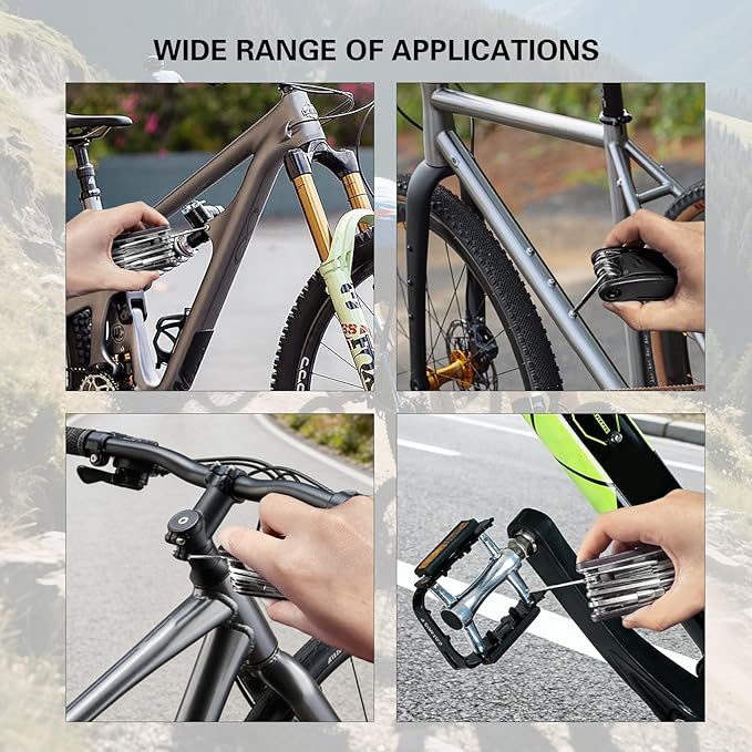 16-in-1 Bike Multi Tool Kit, Compact Portable Bicycle Repair Kit with Hex Keys, Screwdrivers, Socket Wrench & Tire Levers, for Emergency Fixes On The Go, MTB, Road Bike Maintenance