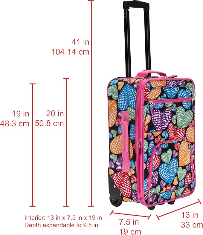 Rockland Fashion Softside Upright Luggage Set, Expandable,New Heart, 2-Piece (14/19)