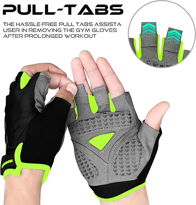 WESTWOOD FOX Cycling Gloves for Men Women,Half Finger Unisex Gel Padded Anti-Slip Mountain Bike Gloves, Breathable Shock Absorption Grip Palm Bicycle Summer Riding MTB Bike Gloves