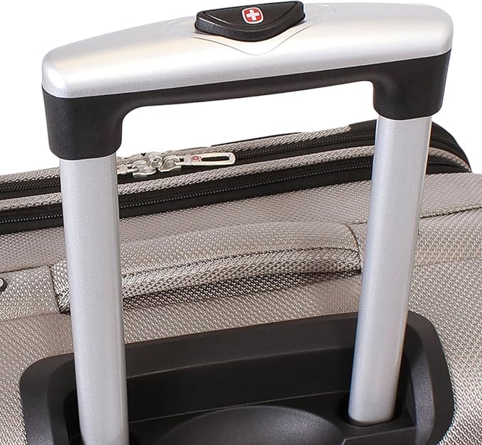 SwissGear Sion ソフトサイド 拡張可能ラゲッジ – 360度回転ホイールと格納式ハンドル付きミディアムチェック柄スーツケース – 25インチ、1～7泊の旅行に最適 – ピューター