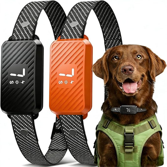 Dog Bark Collar for Large Medium Small Dogs, Effective No-Bark Collar, Smart Barking Collar, Rechargeable Bark Collar with 7 Sensitivity, 3 Modes, IP67 Waterproof, Black+Orange, 2 Pack