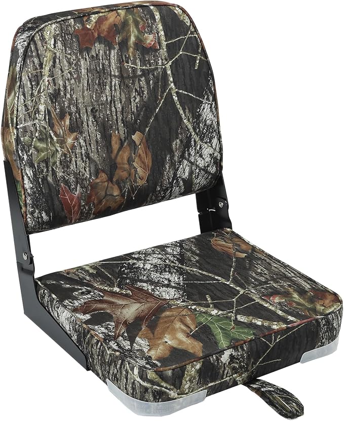 ERGOSEAT Folding Boat Seats Padded Camo Fishing Boat Chair with Backrest Marine Bass Jon Boat Seat