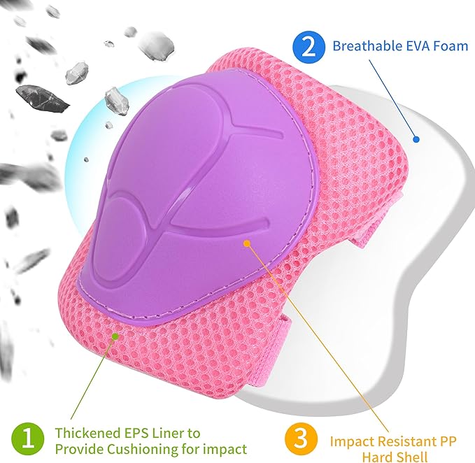 Kids Protective Gear, Knee Pads Elbow Pads with Wrist Guards for Roller Skating Cycling Skateboard Bike Scooter Rollerblade Safety Gear for Kids 2-7 Years Old
